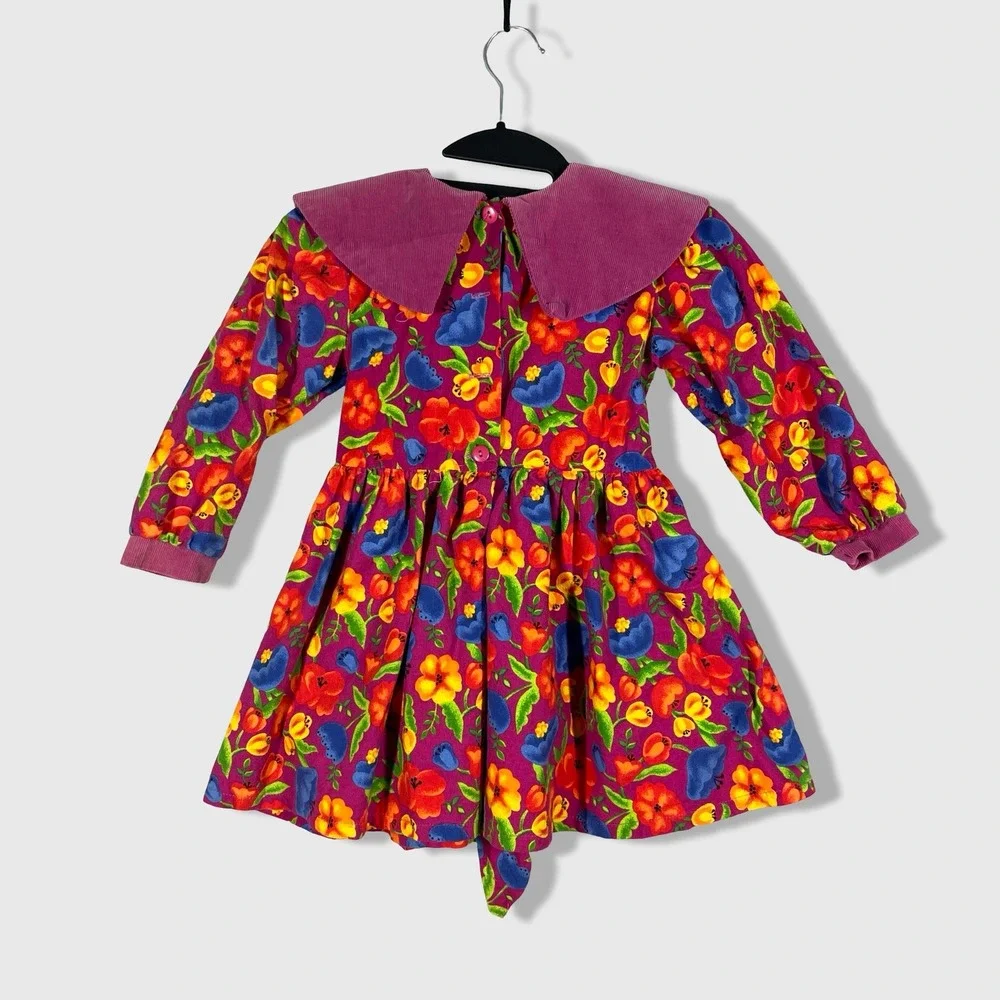 Popsicle Floral Dress Kids 3T Pink Vintage Cottagecore Eclectic Retro Boho